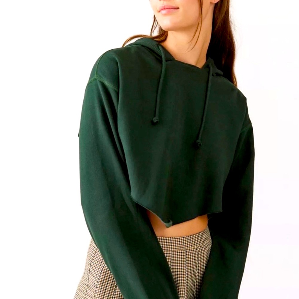 Urban outfitters cropped hoodie Green medium - Picture 1 of 3